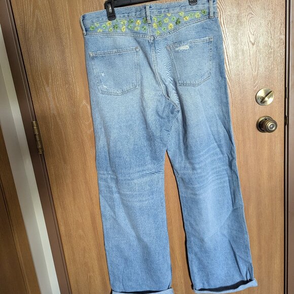 Zara Upcycled Denim Jeans, Embroidered Floral, 14 - Picture 2 of 8